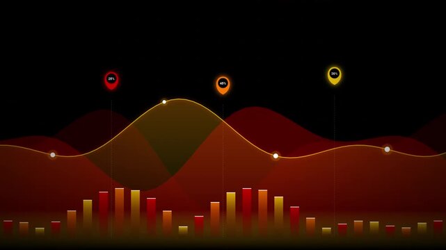 Animated financial chart with market data infographic graph