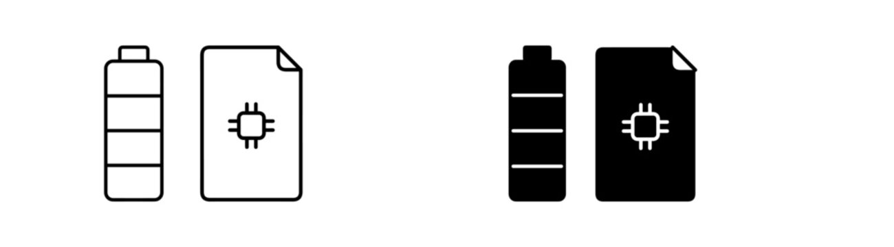 Digital Battery Passport and Smart Battery Data Document Icon Set