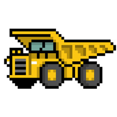 Pixel Art Yellow Heavy Duty Hauler Dump Truck © Mukhamat