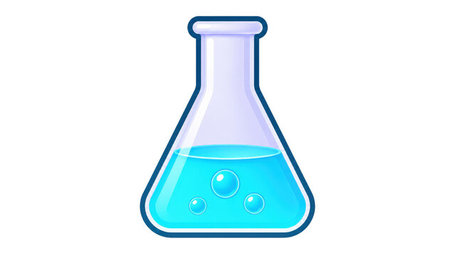 Conical Flask with Bubbling Blue Liquid Science Sticker Icon