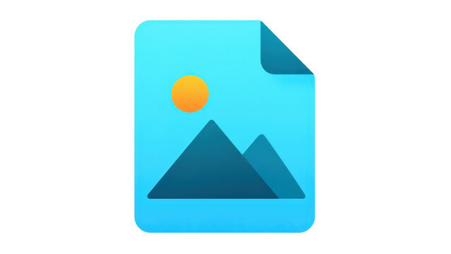 Image File Icon with Mountain Landscape Illustration on Transparent
