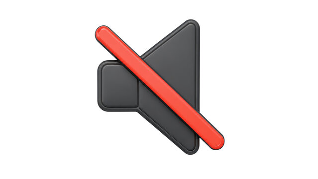 Mute Sound Icon with Black Speaker and Red Strike