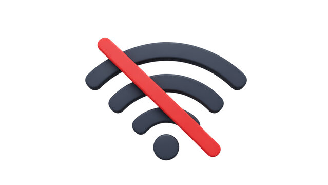 No Wifi Connection 3D Icon with Red Strike