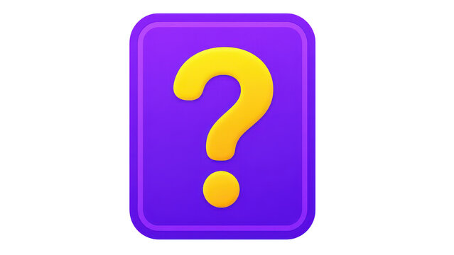 Question Mark Icon on Purple Card for Quiz and FAQ Support