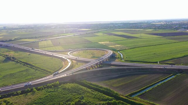 Aerial View of Highway Interchange in Surcin, Serbia