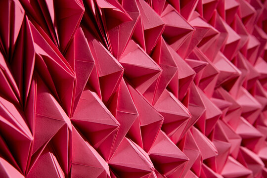 Vibrant Pink Origami Paper Abstract Geometric Pattern Background