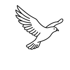 Fototapeta premium Outline of a dove in flight