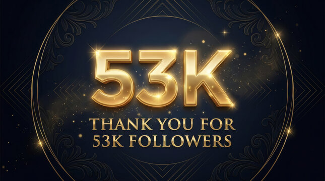 53K Followers Thank You Celebration Banner - Gold Luxury Social Media Milestone and Achievement