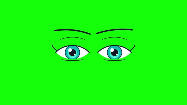 Animated Cartoon Eyes Rolling Around on Green Screen Background