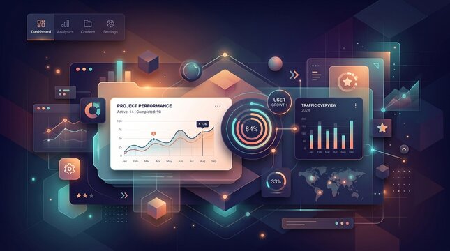 Futuristic data dashboard