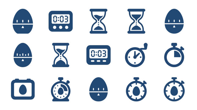 Kitchen timer and hourglass time tracking icons.