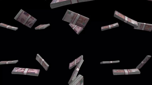 Jordan Money, Jordanian Dinar Banknotes Falling On Black Background, JOD Currency Stacks Dark Cinematic, 4K