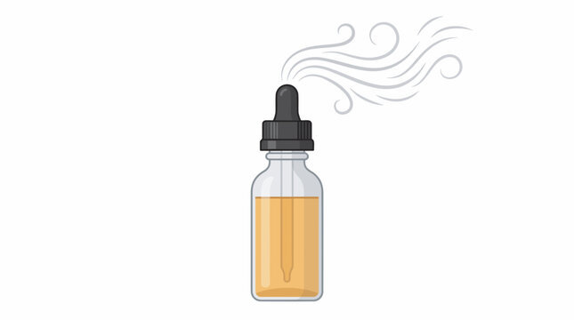 Vape liquid bottle with vapor clouds illustration