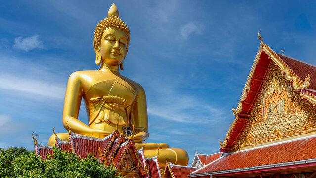 Giant Golden Buddha at Wat Paknam Phasi Charoen in Bangkok, Thailand
