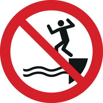 No Jumping Into Water Safety Prohibition Sign Icon for Warning and Danger