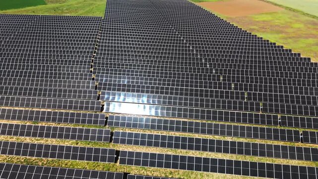 Low aerial approach to photovoltaic collector grid in Avila