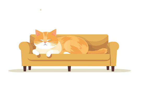 Cat laying on sofa isolated