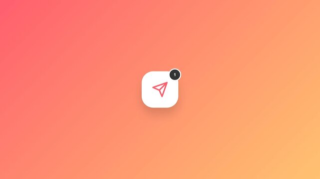 Minimalist notification icon with paper plane on gradient background