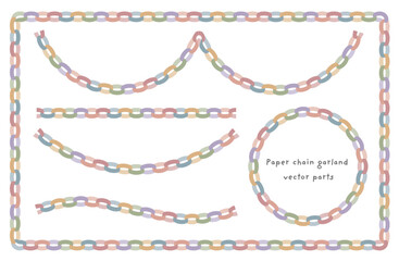 Earth Color Paper Chain Garland and Frame Vector Parts Set｜アースカラーの輪つなぎガーランドとフレームのベクターパーツセット © tonami