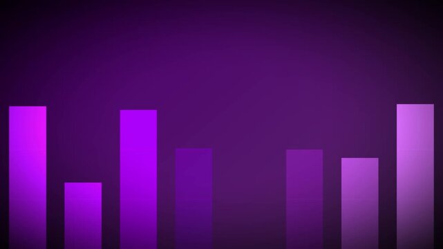 Purple Abstract Bar Graph Visualizer Fluctuating on Dark Background, Seamless Loop