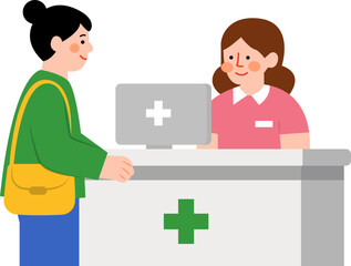 Fototapeta premium Hospital Registration and Payment Reception Flat Vector Illustration
