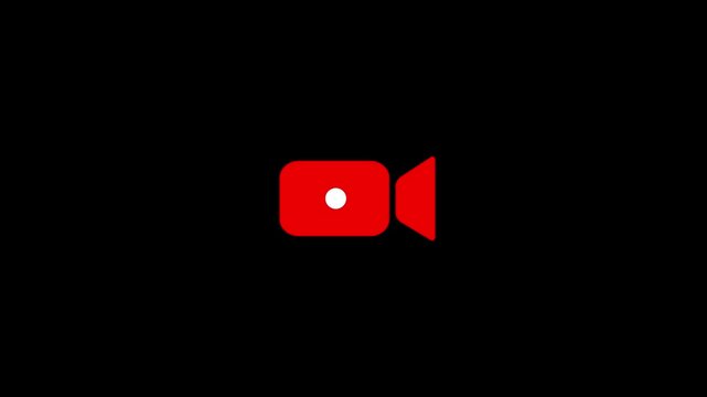 Video camera recording button animation on transparent background, recoding button animation in 4k simple motion recording icon video