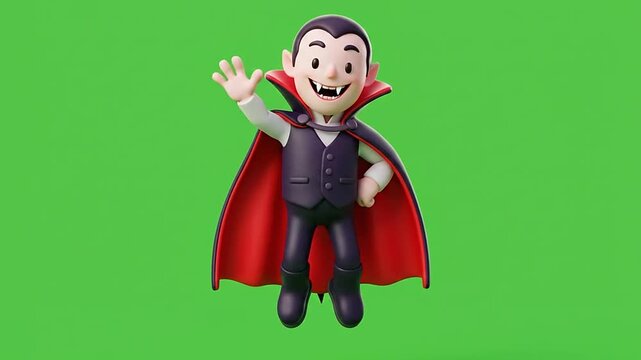 Cute 3d animated vampire character pack for halloween green screen