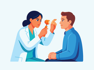 Fototapeta premium Doctor examining patient with otoscope