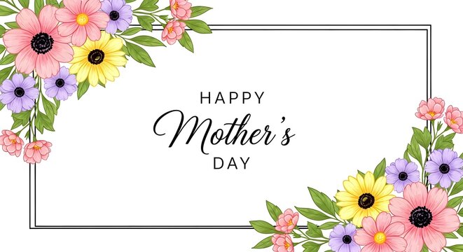 Happy mothers day floral greeting card for mom