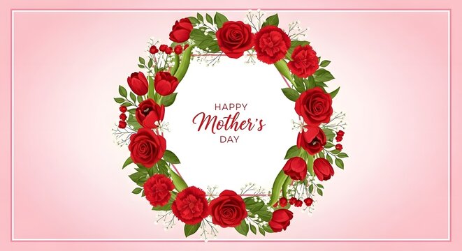 Happy mothers day wishes greeting card with beautiful roses