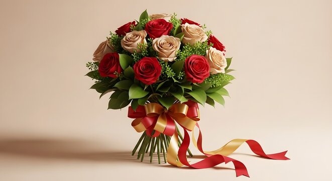 Beautiful mothers day bouquet of red and pink roses for mom