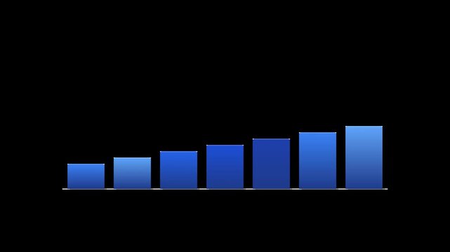 Blue bar chart showing financial growth and business data progress.