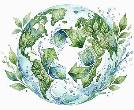 recycle symbol made of leaves