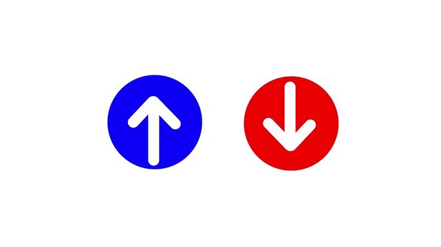Download up and down button icon. Animation of download icon arrow on transparent background, animated arrow, download button icon for files download in 4k motion animation.