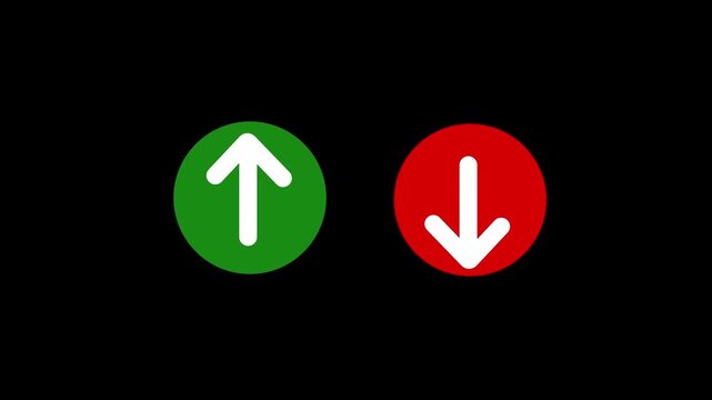 Download up and down button icon. Animation of download icon arrow on transparent background, animated arrow, download button icon for files download in 4k motion animation.