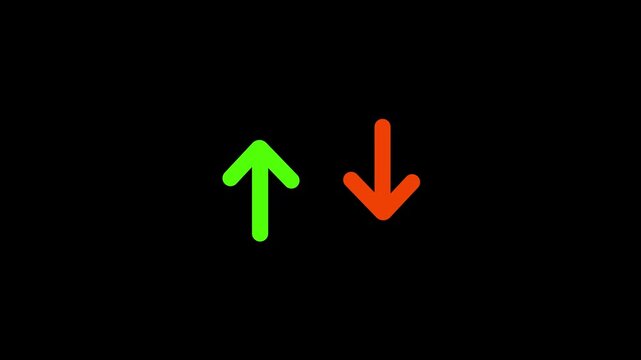 Download up and down button icon. Animation of download icon arrow on transparent background, animated arrow, download button icon for files download in 4k motion animation.
