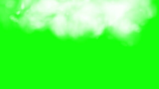 White cloud effect spreads across the top frame over an isolated green screen background.