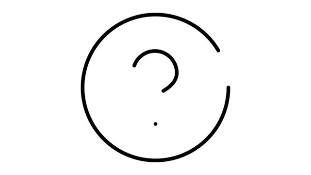 A minimalist black and white graphic of a question mark inside an incomplete circular outline, symbolizing inquiry and uncertainty.