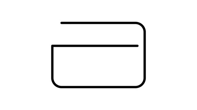 Animated Hand Drawn Black Outline Credit Card On White Background
