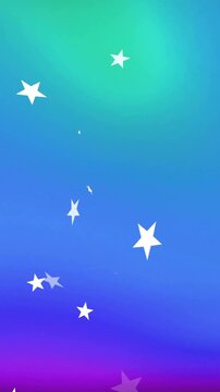 Animation of white stars on colourful background