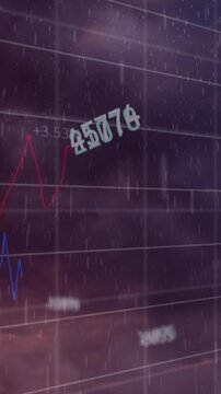 Animation of financial data processing and rain