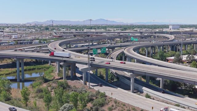 Aerial view of the Salt Lake City Spaghetti Bowl freeway interchange