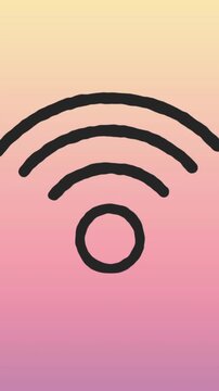 Animation of wi-fi icon against gradient background