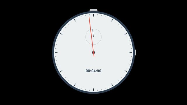 Minimalist Analog and Digital Stopwatch Animation on Black Background.