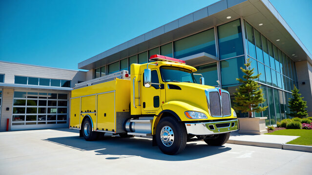 Fire Truck in Daylight Parking