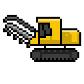 8-Bit Retro Chain Trencher Construction Sprite for Game Asset