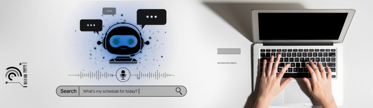 AI assistant with voice chat interface, combining smart chatbot, voice command, and AI-powered control search tools. Agentic AI assistant helps users search and chat naturally. Spline