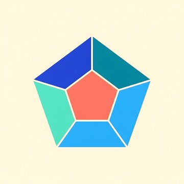 Abstract geometric pentagon shape with colorful segments
