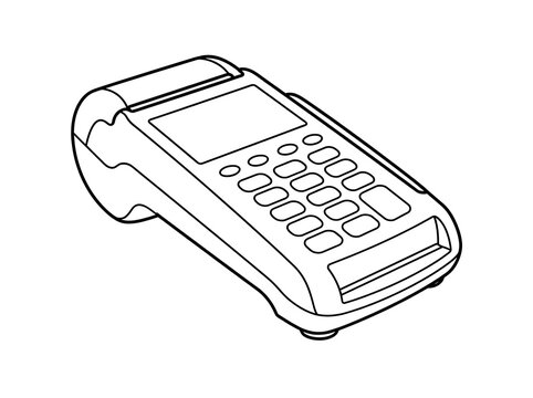 Black and white line drawing of a card payment terminal
