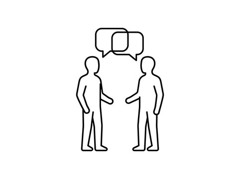 Two people talking and communicating with speech bubbles